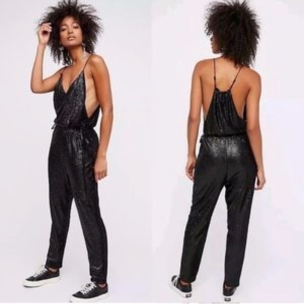 Free People Black Sequined Jumpsuit/Romper